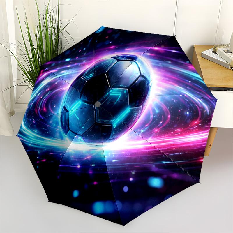 1pc football Umbrella Portable Folding Umbrella Iron Frame Hole Bone Structure Outdoor Home Umbrella