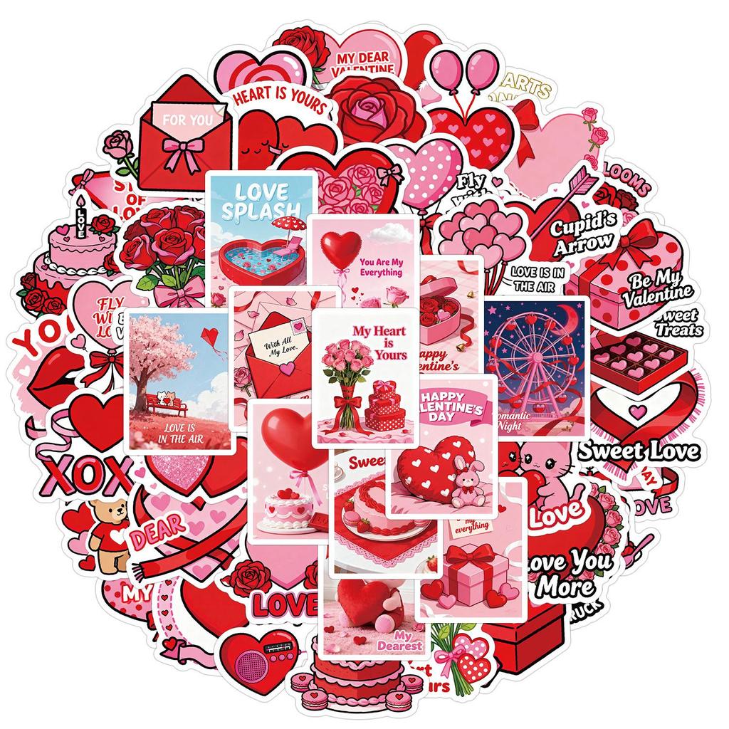 Valentine's Day Graffiti Stickers - 50/100 Sheets, Waterproof Decorative Set for Water Bottles & Computers