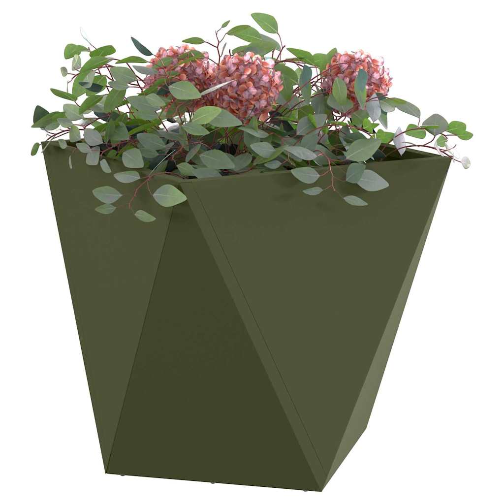 Plant Pot Olive Green 50 X 50 X 50 Cm Steel