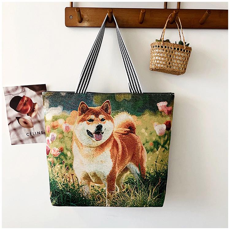 Etnická plátěná taška přes rameno s pavím motivem - Dámská módní taška Tote s velkou kapacitou