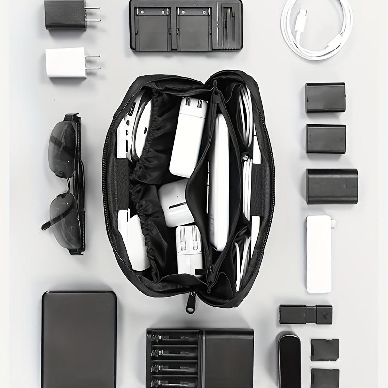 Compartment Tech Organizer Pouch-Portable Electronics Storage Bag for Cables/Chargers/Phones,Durable pu leather Cloth Travel