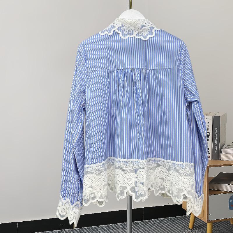 Fashion Patchwork Mesh Elegant White Blouse Women Tops Spring and Autumn Button Up Casual Shirts Women Vintage Lapel Solid Simple Ladies Blouses 25809