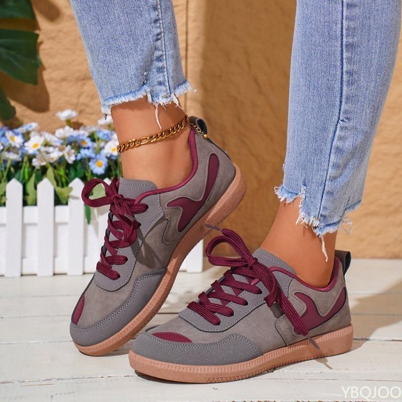 Women Leisure Comfortable Walking Shoes round toe women's shoes Fashionable versatile color blocked shallow mouth board shoes