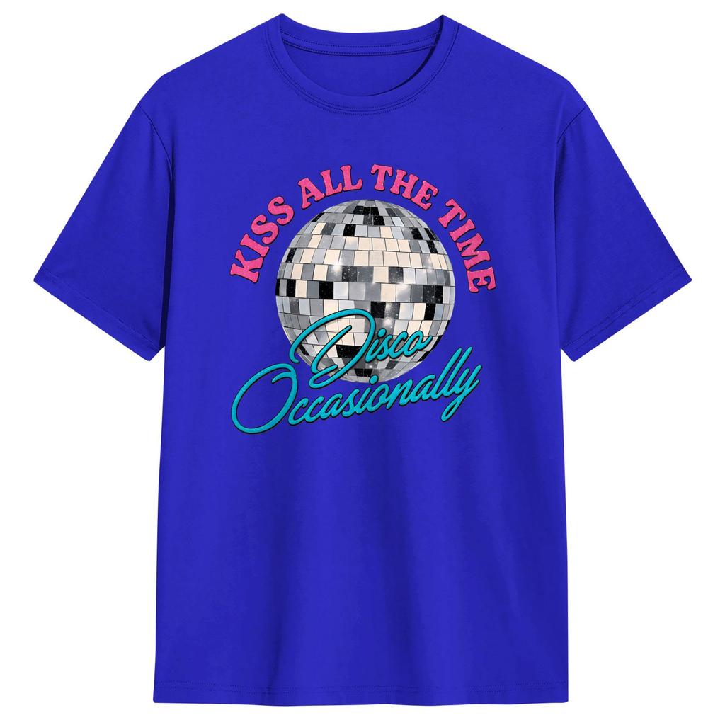 Harry Style Kiss All The Time Disco Occasionally Disco Ball T Shirts for Unisex Pure Cotton Casual TShirts Round Neck Tee Shirt