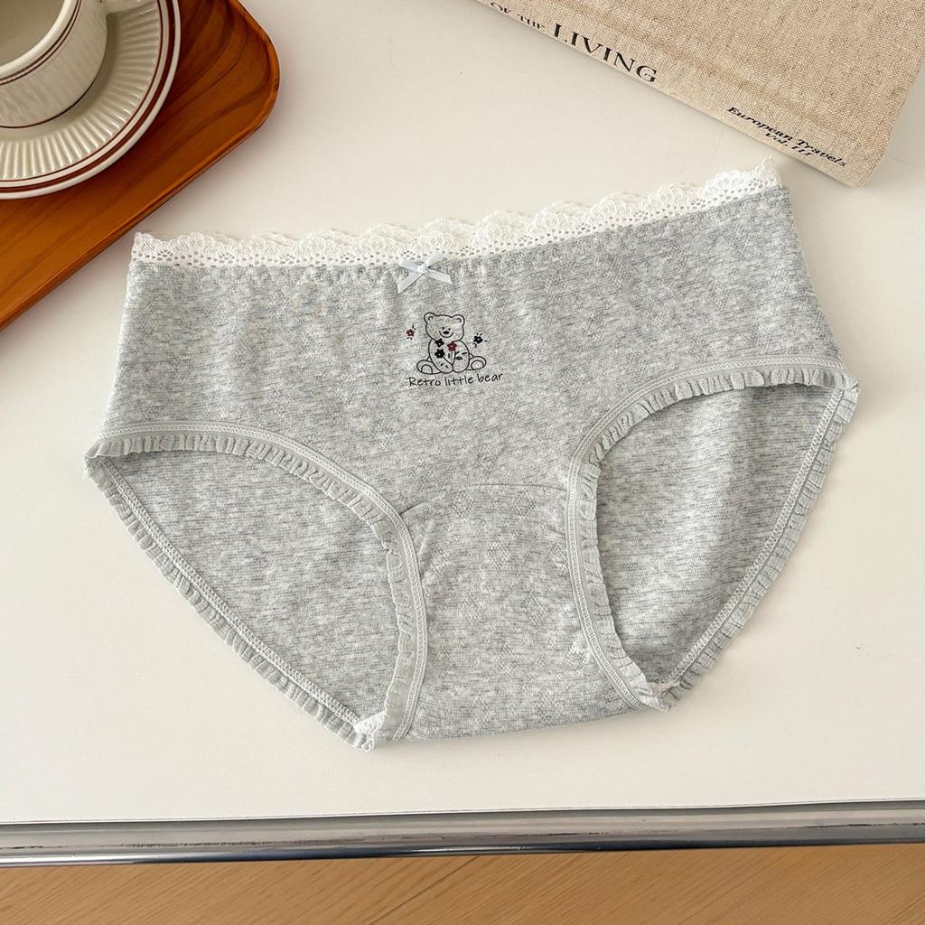Ladies Summer New Sweet and Lovely 10A Antibacterial Cotton Extended Mid Waist Breathable Triangle Briefs