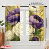 2pcs,2D Plane Printing Minimalist Curtains Vibrant Floral Blooms Polyester Easy Install (without Rod) Festive Use for Bedroom,