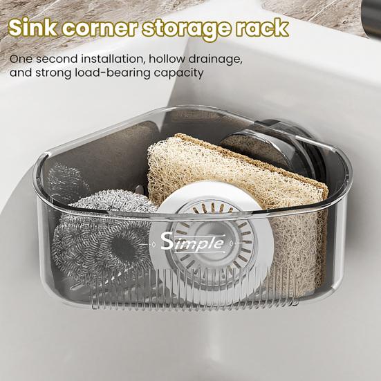 Sink Strainer Basket Sponge Holder with Suction Cup Triangle Design Easy to Install Multifunctional Storage Rack Drainer Basket