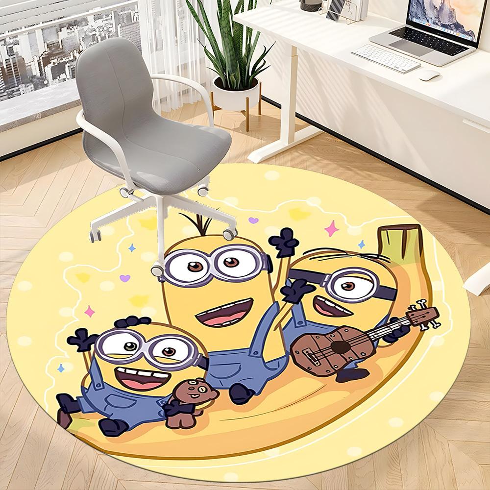 1PC Minions Music Office Round Area Rug, Indoor Mat Suitable For Office, Under Office Chairs Bedroom Living Room Home Decor DT1212011