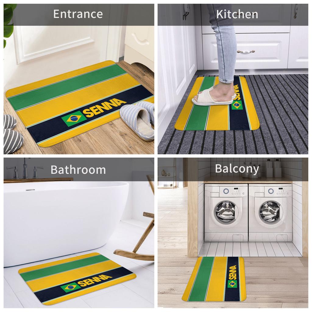 Racing Driver Ayrton Senna Doormat Anti-Slip Kitchen Bathroom Mat Toilet Floor Door Entrance Carpet Rug