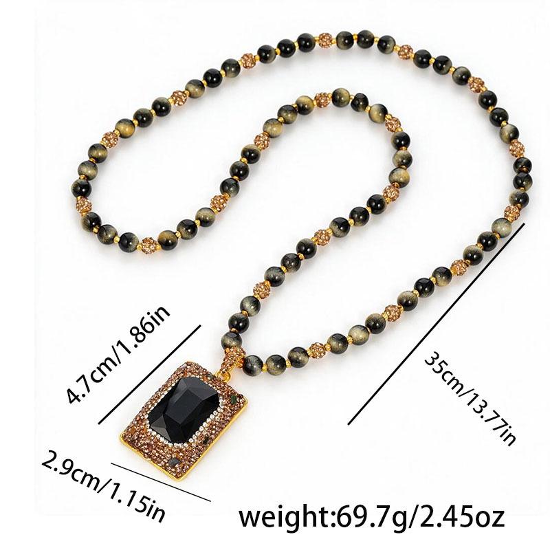 Natural Sultan Stone Color-Changing Long Necklace - Vintage European and American Style Crystals