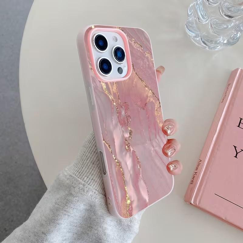 Pink Golden Fluid Print Aesthetics Phone Case For Samsung Galaxy S25 S24 Ultra S23 S22 Plus S21 FE A36 A56 A26 A16 A06 Cover