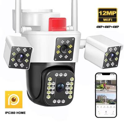 LS VISION IPC360 HOME 6K 12MP 3 Lens 3 Screens Wifi PTZ Camera Outdoor Color Night Vision Motion Detection Two Way Audio Security Camera