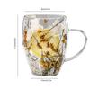 Creative Double Wall Coffee Mug Real Dried Flower Filler Glass Cups Gifts High Borosilicate Glass Cup With Handles