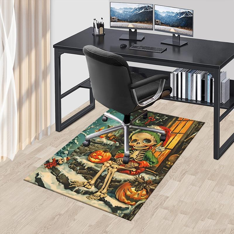 1pc Skeleton Christmas Holiday Office Carpet Non Slip Anime Design Rug for Home Decor, Living Room, Bedroom, Game