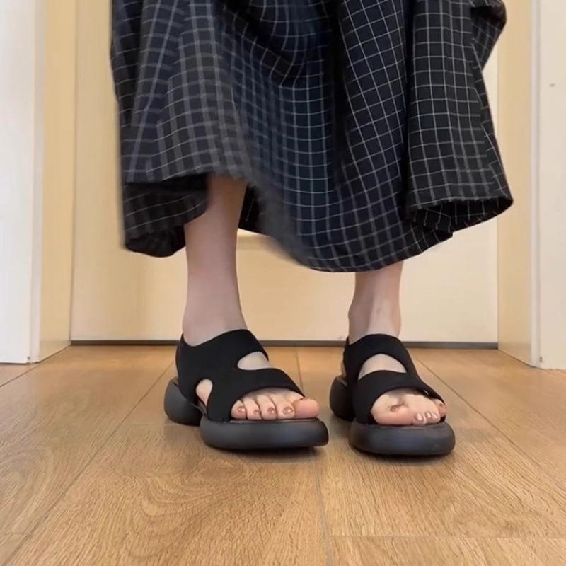 Sheepskin Version~ Elastic Lycra Roman Sandals Women's Summer New Models with Skirts, Platform Muffins, Casual Versatile Soft-soled Shoes