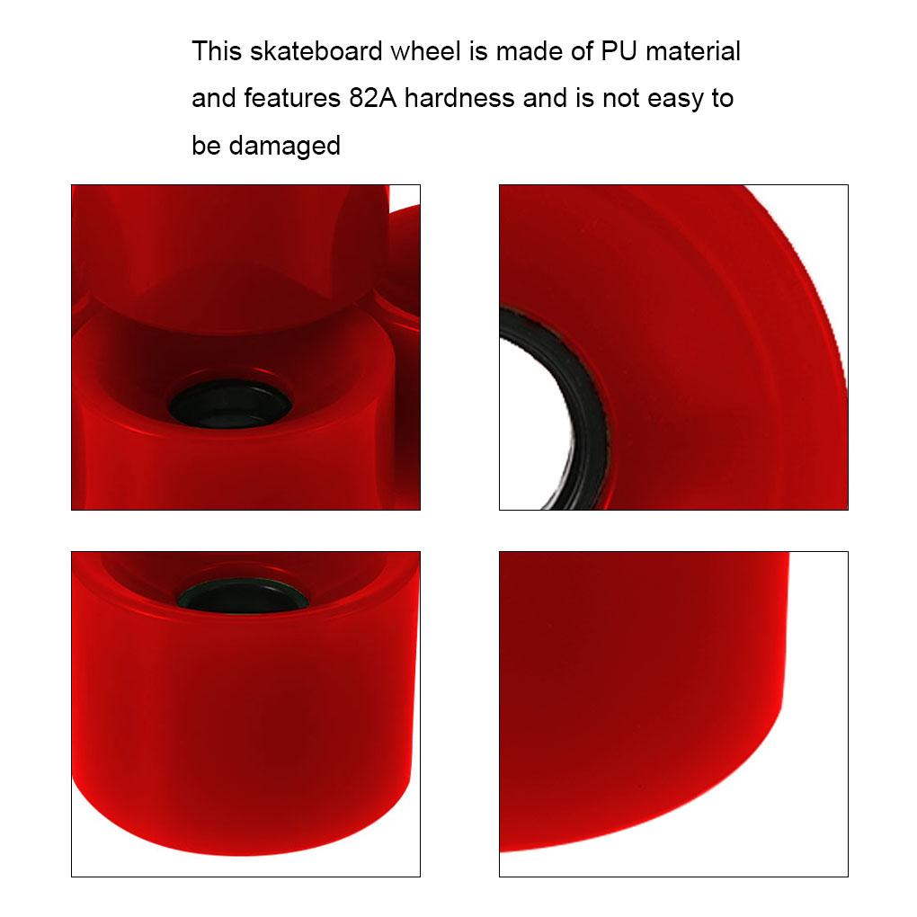 4 Pcs Skateboard Wheels 82A PU Wheels Roller Skate Longboard Tires with Bearing