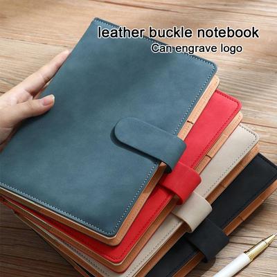 (Logo Can Be Engraved) A5/B5 Business Leather Notebook, Notepad Buckle, Meeting Minutes, Student Diary, Travel Notes, Subject Notebook