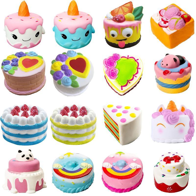 Soft Non-Toxic Strawberry Cake Squeeze Toy Simulated Food Stress Relief Fidget Toy for Boys Girls Birthday Gift