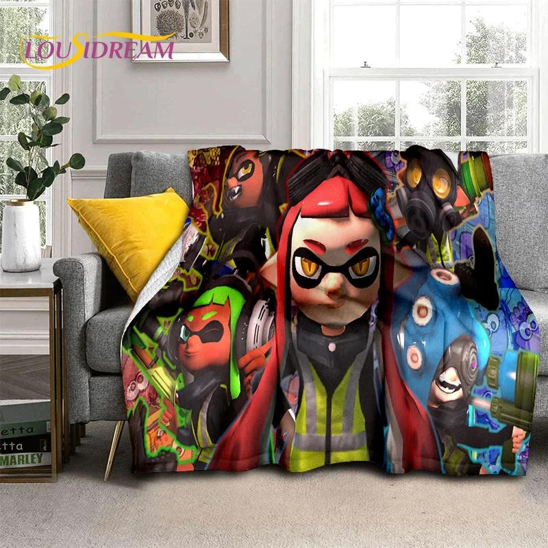 Splatoon3 PC Gamer Cartoon Game Soft Blankets,Keep Warm Throw Blanket Comfortable Blanket for Picnic Beds Sofa Home Bedroom Gift