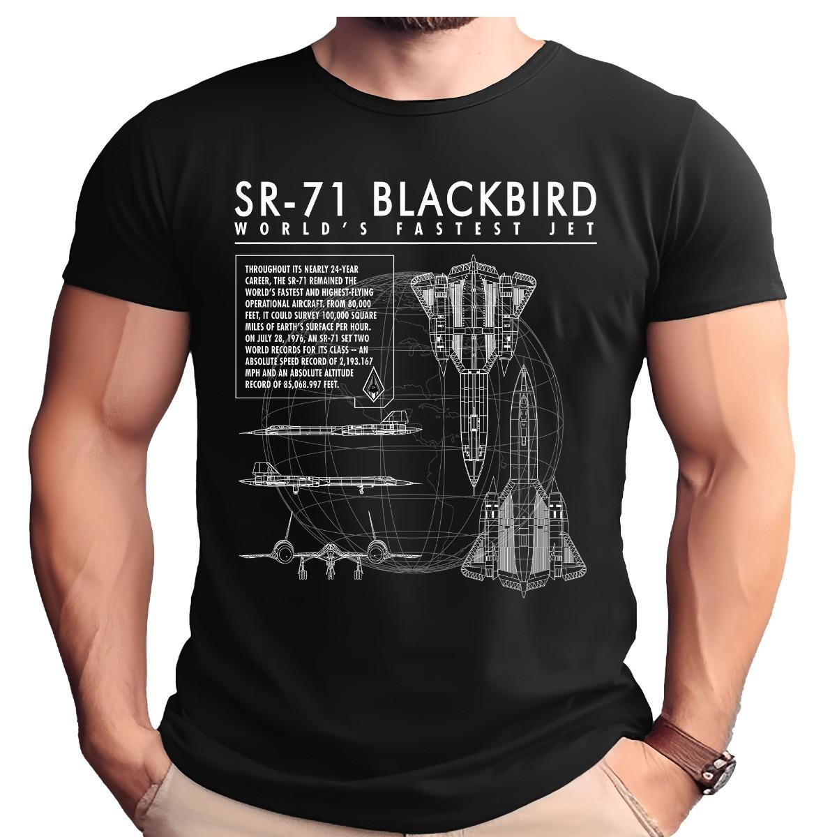 SR-71 Blackbird Mach 3 Schematic Adult T-Shirt M