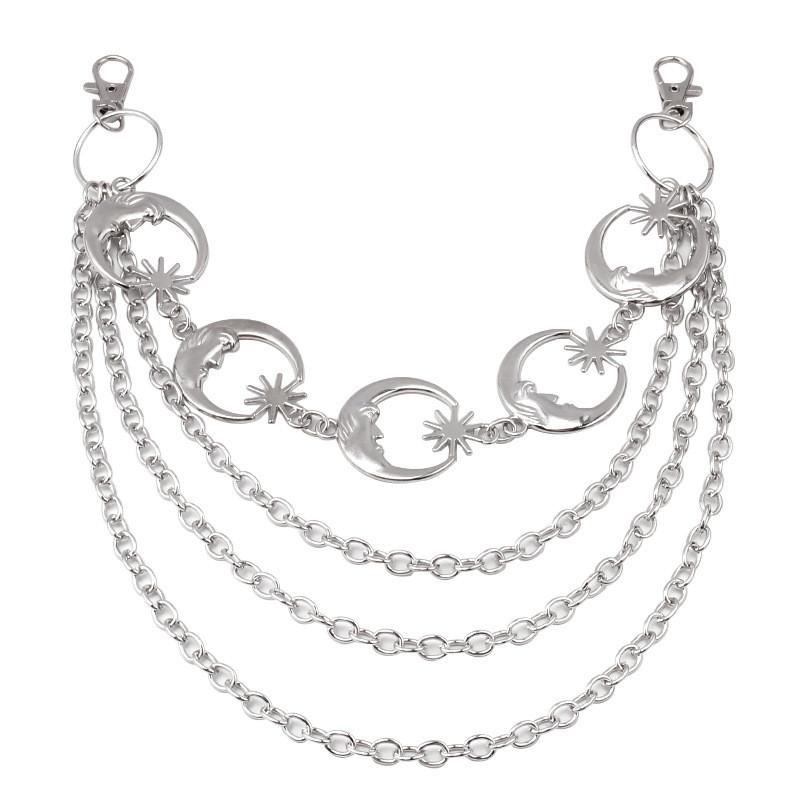 Moon Phase Metal Body Chain For Women Men With Multi Layer Punk Style Waist Accessory