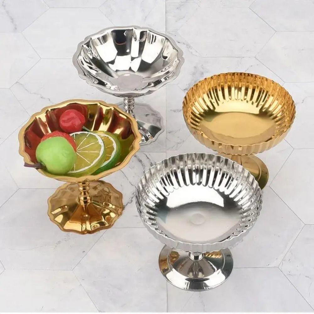 Retro Style Stainless Steel Dessert Bowl Reusable Snack Serving Dish Pudding Bowl Goblet Parfait