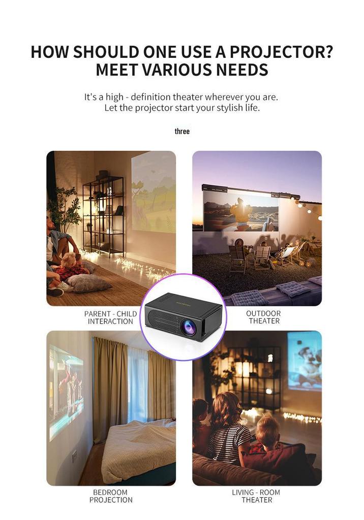 M200S Portable Mini LED Projector for Mobile Phone Home Theater, Supports 1080p Wired Screen Mirroring
