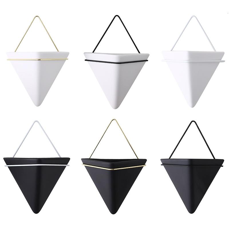 Simple Container Nordic Wall Mounted Flowerpot Succulent Plant hydroponic ceramic flower pot Iron Vases hanging potted plant