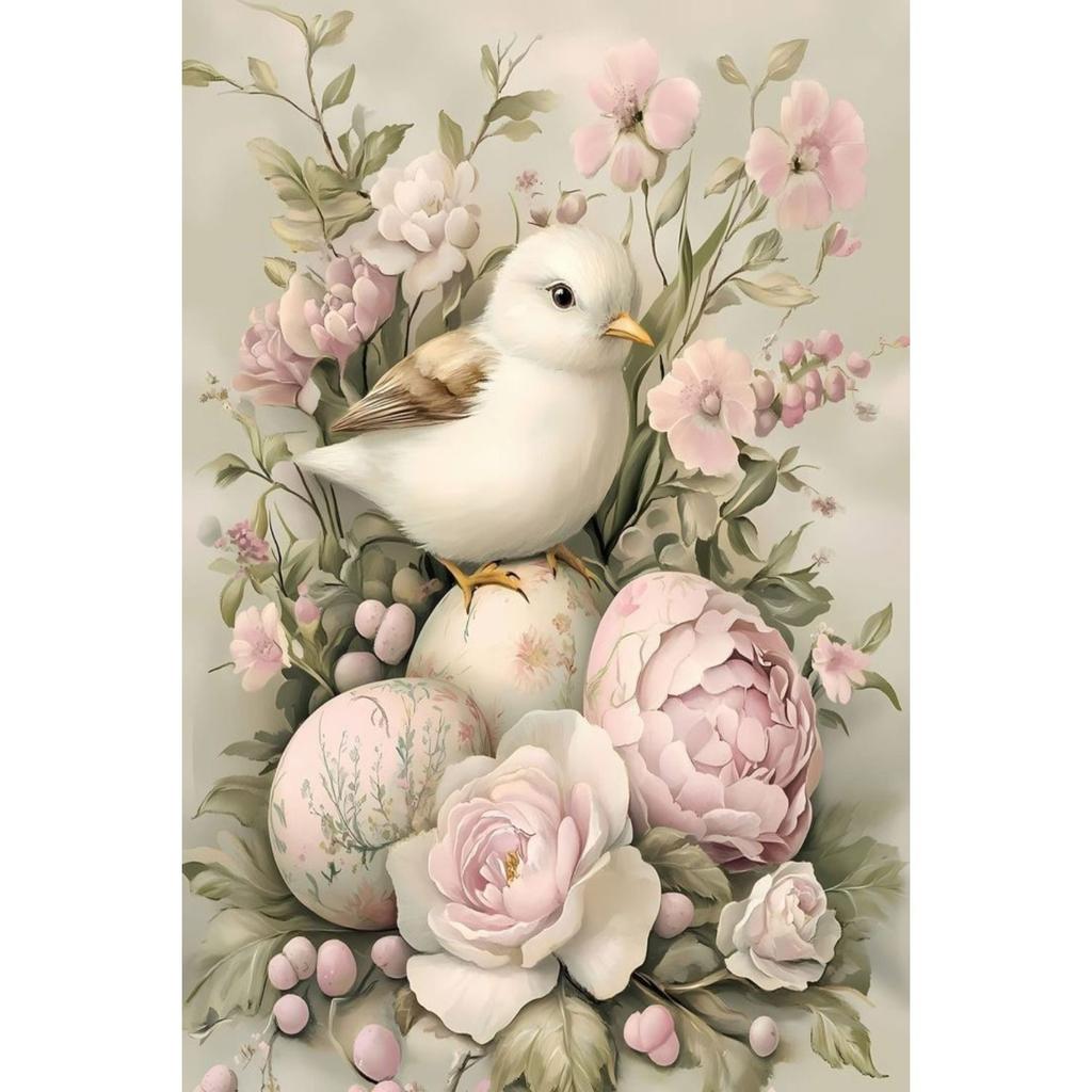 Retro Metal Wall Sign, Easter Bunny with Eggs, Vintage Tin Plate Home Decor