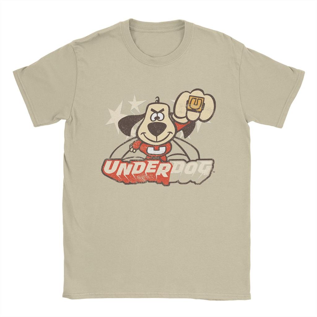 Vintage Underdog Flying Logo T-Shirt Men Crew Neck Cotton T Shirts Short Sleeve Tee Shirt Summer Clothing