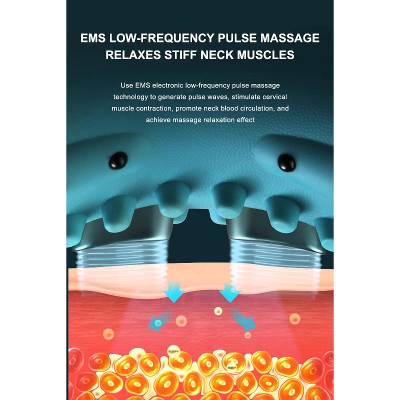 Electric Neck Pulse Massage Pillow Neck Shoulder Stretcher Relaxer Cervical Traction Device Heating Therapy for Pain Relief