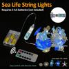 Ocean Themed String Lights Marine Life Night Light Beach Décor Sea Turtle Seahorse Starfish Clam Decorative Lights Battery Operated USB Plug In