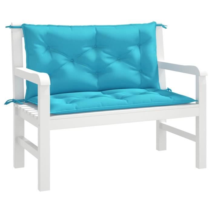 VidaXL Coussins de banc de jardin lot de 2 turquoise 100x50x7 cm tissu 361677