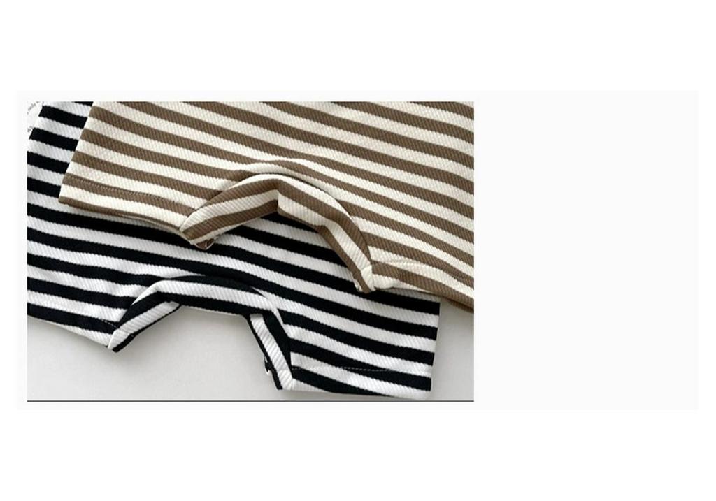 Unisex Infant Striped Sleeveless Romper with Lapel and Snap Crotch