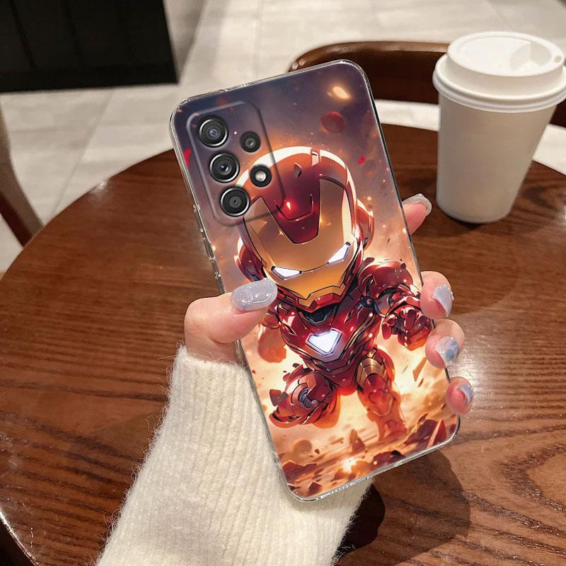Cartoon Marvel Ironman Black Panther Clear Case For Samsung Galaxy A57 A37 A56 A36 A55 A54 A35 A26 A07 A17 A16 A06 A36 A15 Cover