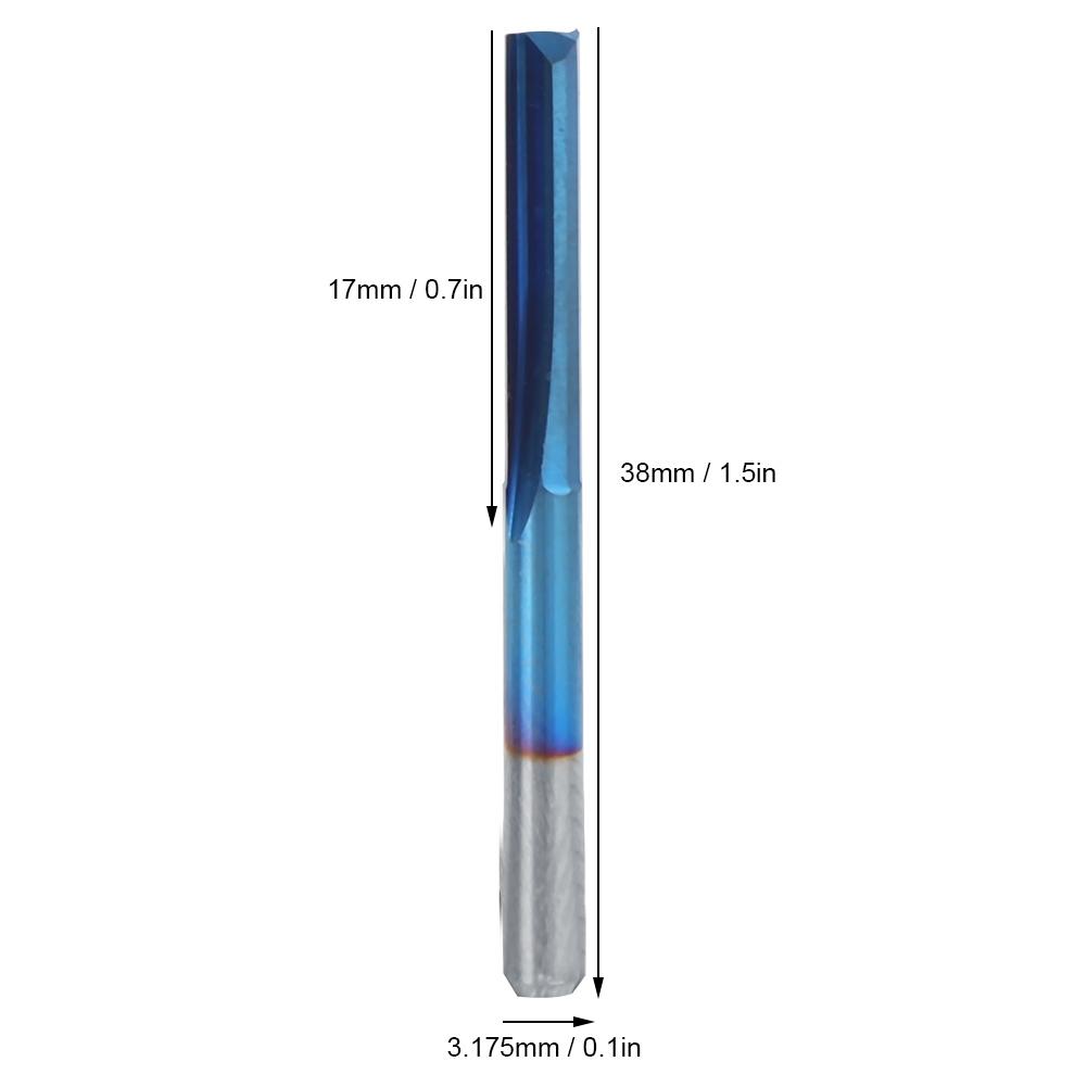 ZDZCYS17DL 10Pcs Cemented Carbide 3.175mm Handle 2-Flute Straight Milling Cutter Blue