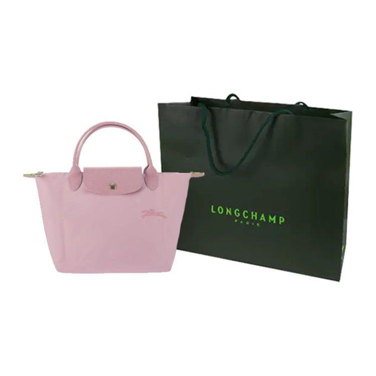 Longchamp Borsa Tote Le Pliage Green con Ferramenta in Metallo Argentato in Pelle Piccola Rosa da Donna 1621919P75