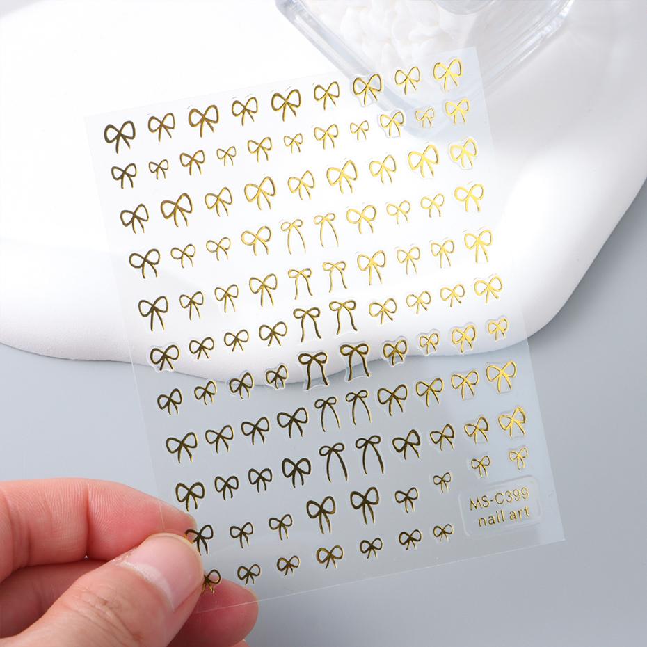 1pcs Black White Pink Mini Bowknot Design Nail Art Sticker Self Adhesive Lace Ribbons Bow Butterfly Decals Nail Art Decoration