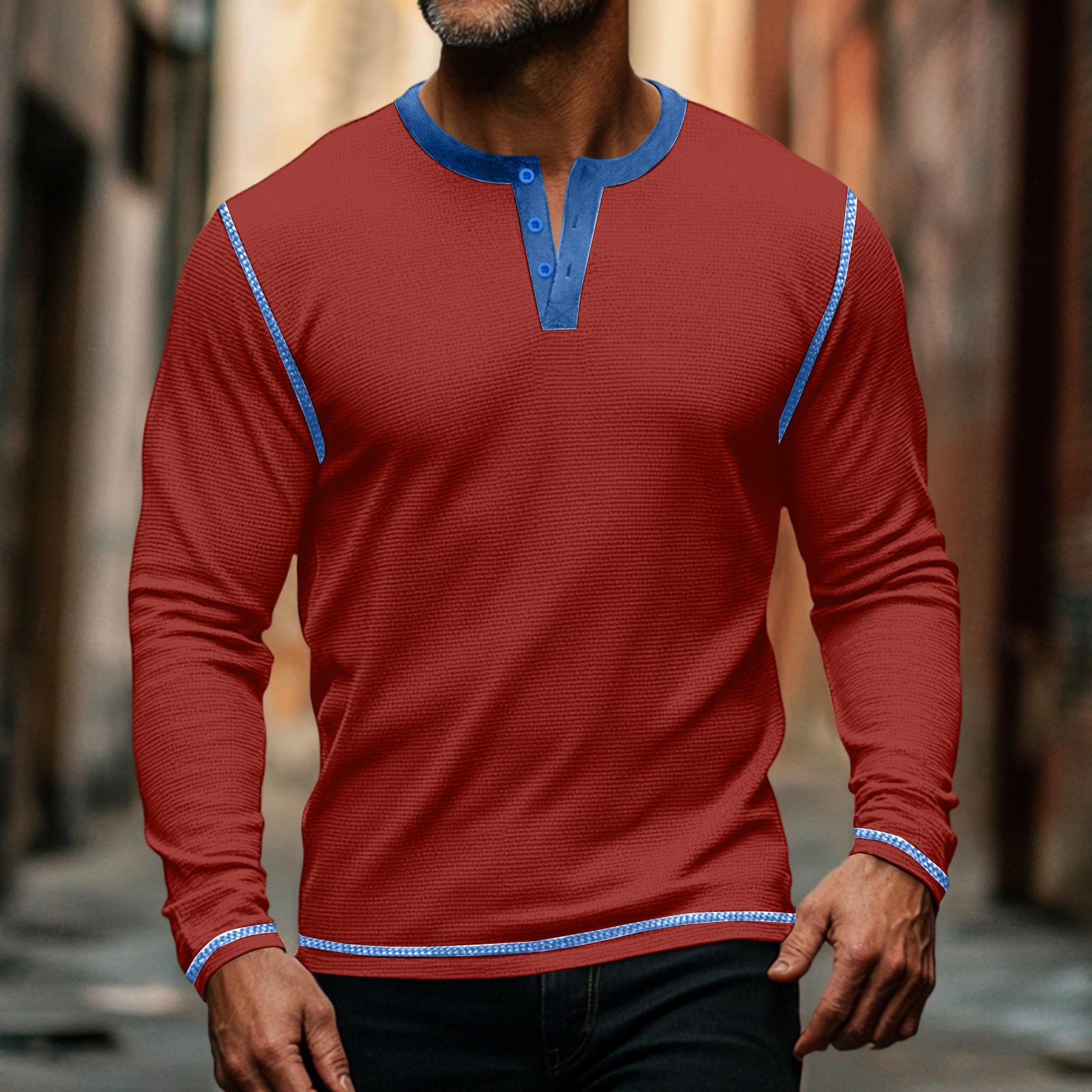 

Men s Long Sleeve Graphic And Embroidered Fashion T,Shirt Spring And Long Sleeve Pullover Sweatshirt M винний
