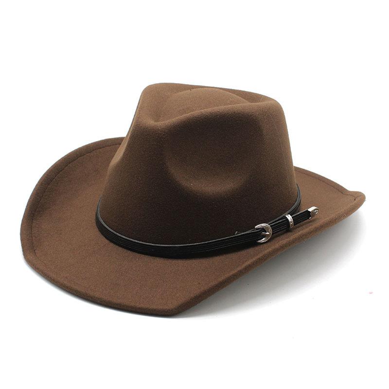 

British Felt Hat Retro Top Hat Woolen Men S And Women S Western Cowboy Hat, Felt Hat M（56-58cm） темно-коричневого кольору