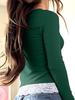 2025 Versatile V-neck Button Ribbed Lace Patchwork Long Sleeve Women's Top