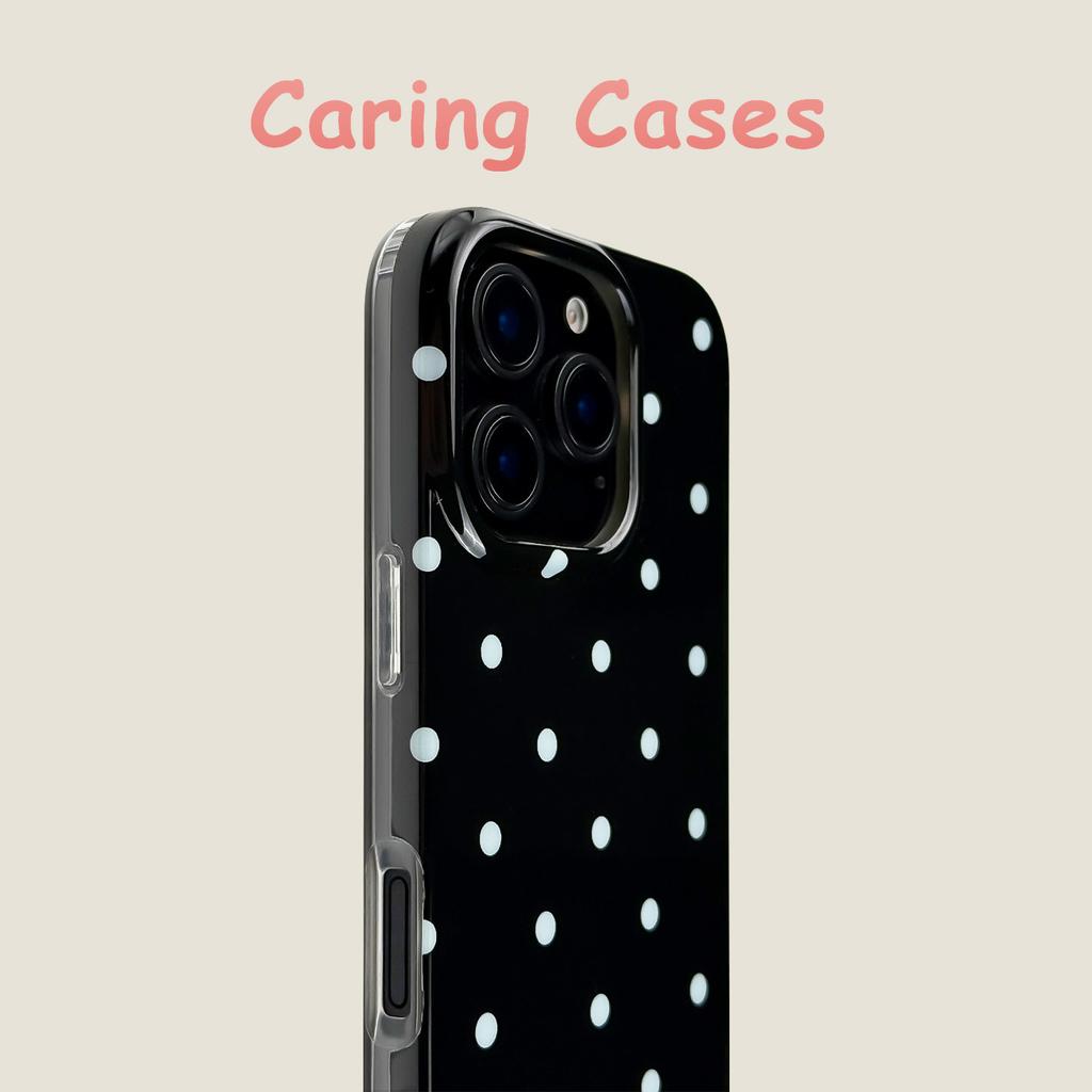 For iPhone 17 Pro Max Case White Black Polka Dot Soft Silicone Shockproof Compatible with iPhone 16 15 14 13