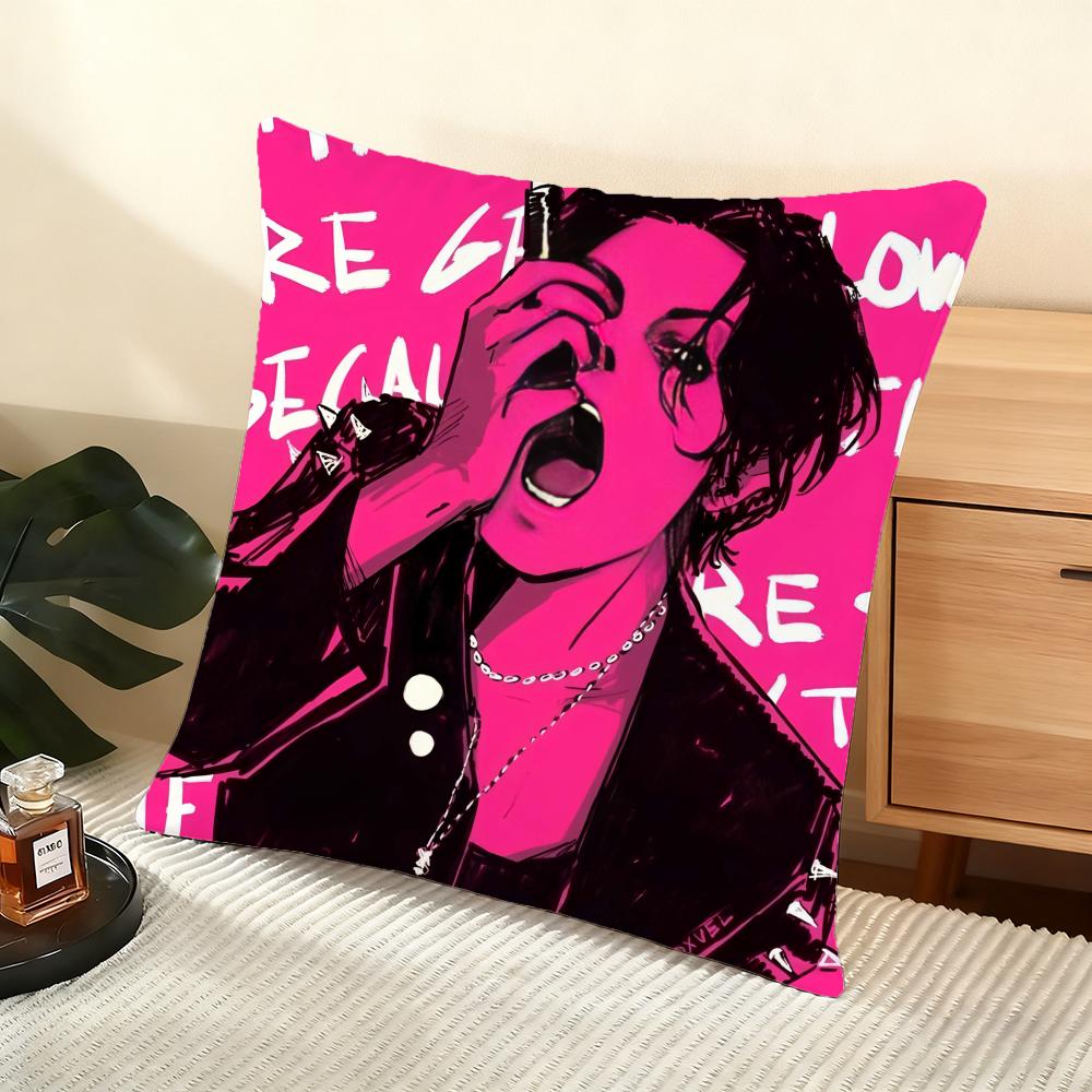 Star Y-Yungblud Cushion Cover Soft Short Plush Pillow Cover Smooth Cozy Texture Aesthetic Cushion Case Home Decor