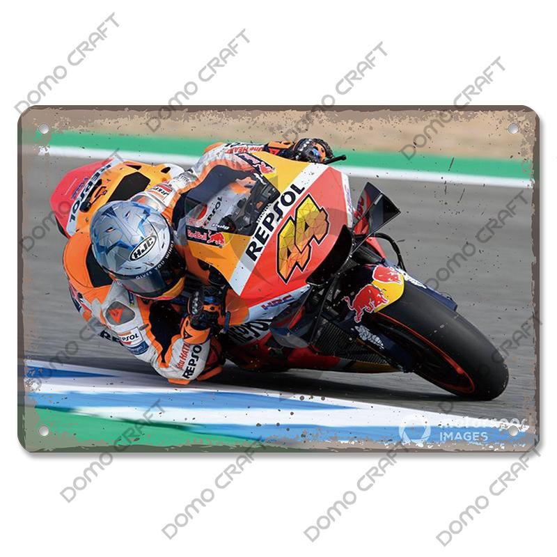 Motorcycle Racing Poster Vintage Metal Plate Racer Athlete Metal Tin Signs Retro Wall Decor Club Pub Bar Man Cave