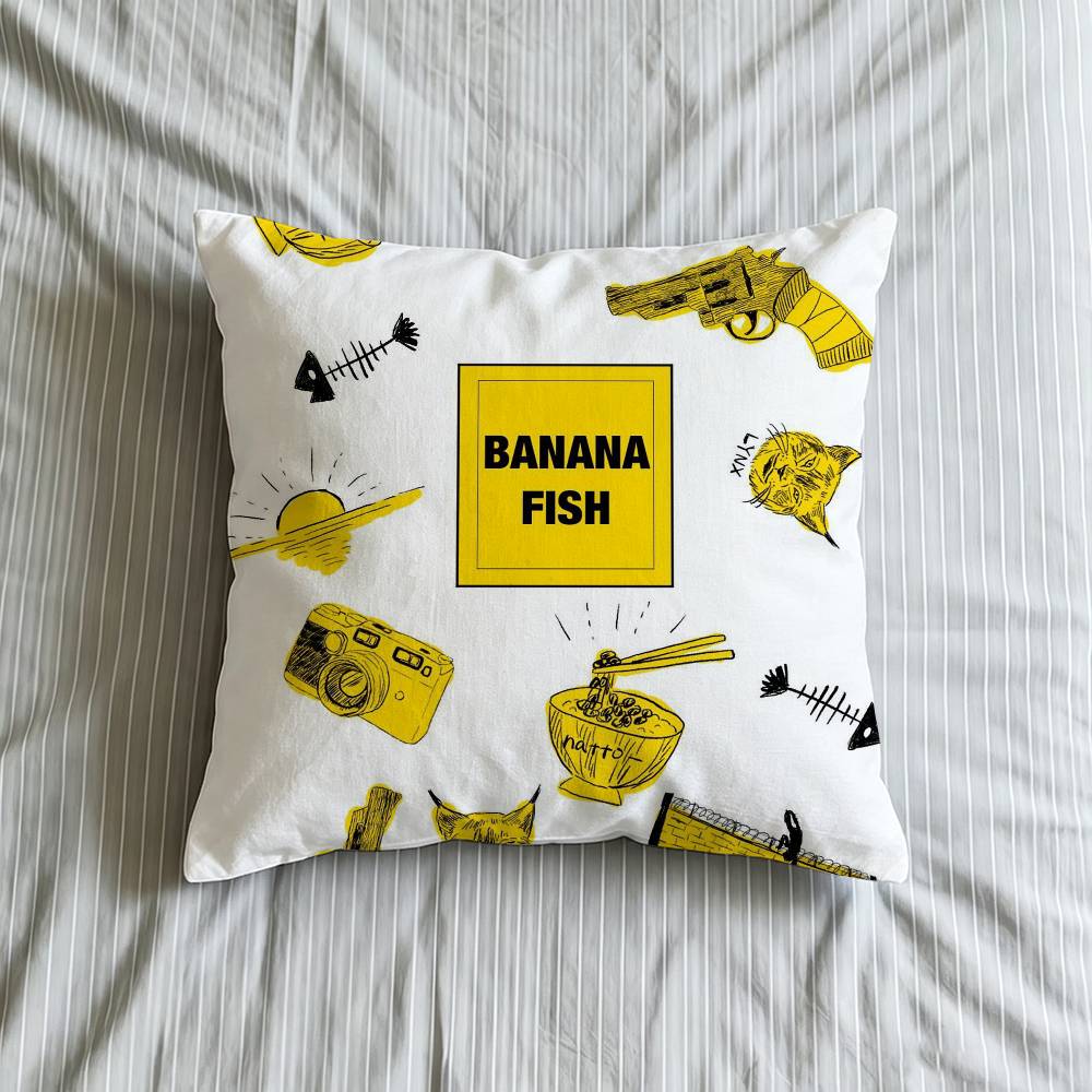 Bbanana Fish Anime Cushion Cover Inches Farmhouse Decor Home Throw Pillow Covers For Couch Decorations