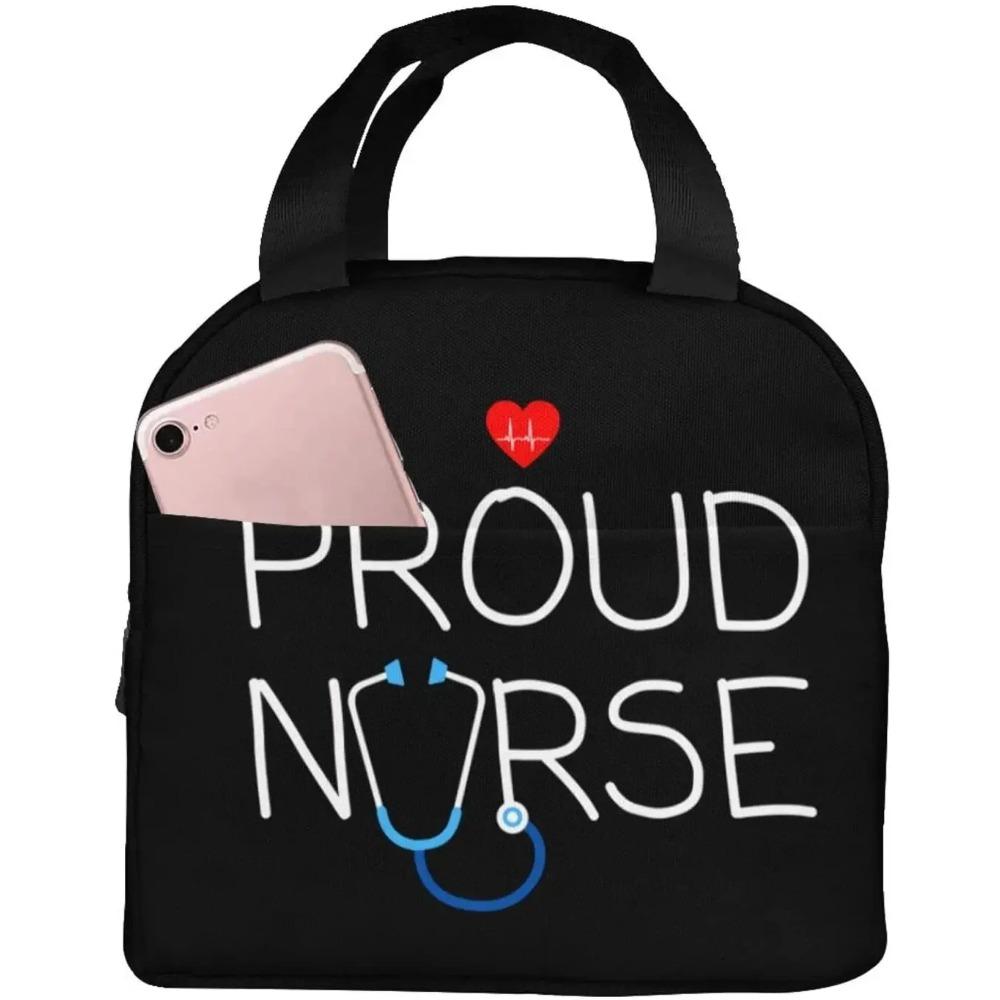 Nurse Theme Lunch Bag for Women Insulated Tote Bag Reusable Cooler Lunch Box for Work Picnic Travel