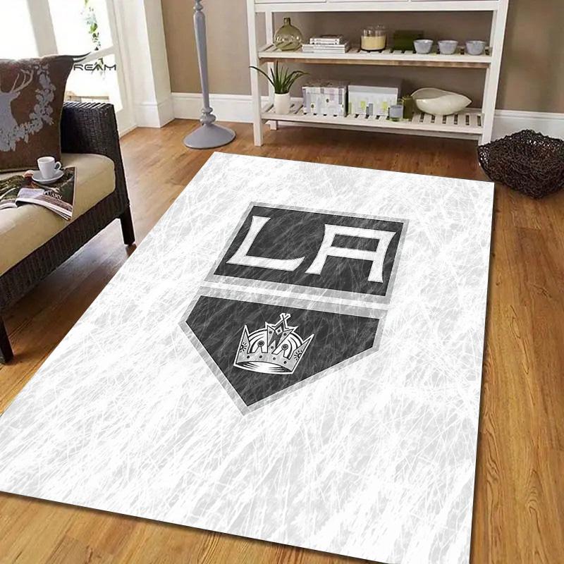 Los Angeles Kings Flannel Pattern Square Carpet,Area Rug,Carpet Rug for Living Room Bedroom Sofa Playroom Decor,Non-slip Floor Mat