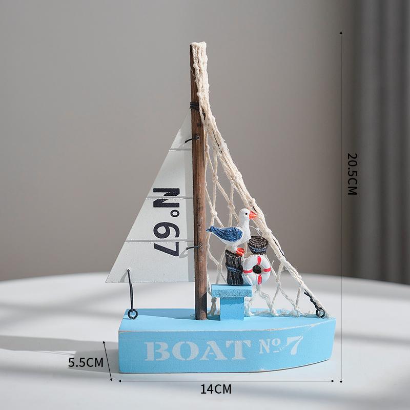 

Mediterranean-Style Wooden Sailboat Figurines - Small Decorative Handicraft Ornaments
