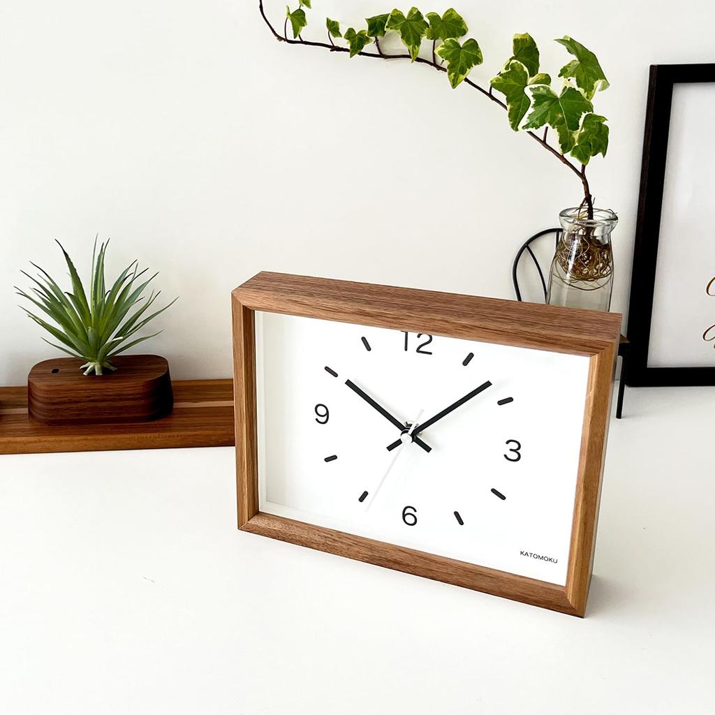 KATOMOKU Dual-use clock 2 Walnut km-53WA Wall clock with continuous second hand 22 x 17 x 5 cm