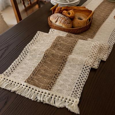 Tassel Table Flags Weave Tassels Cotton Linen Desktops Practical Decorates Home Desktop Simple Splicing Together Tables Flags